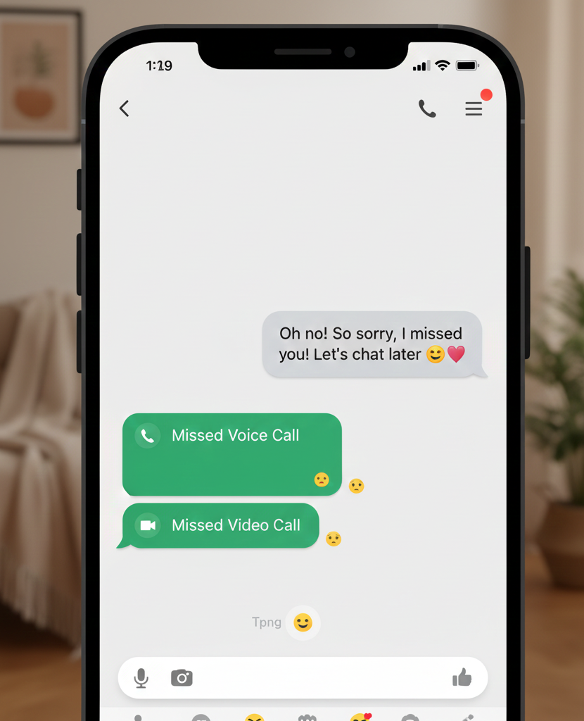 WhatsApp new update showing voice and video missed call message feature on screen.