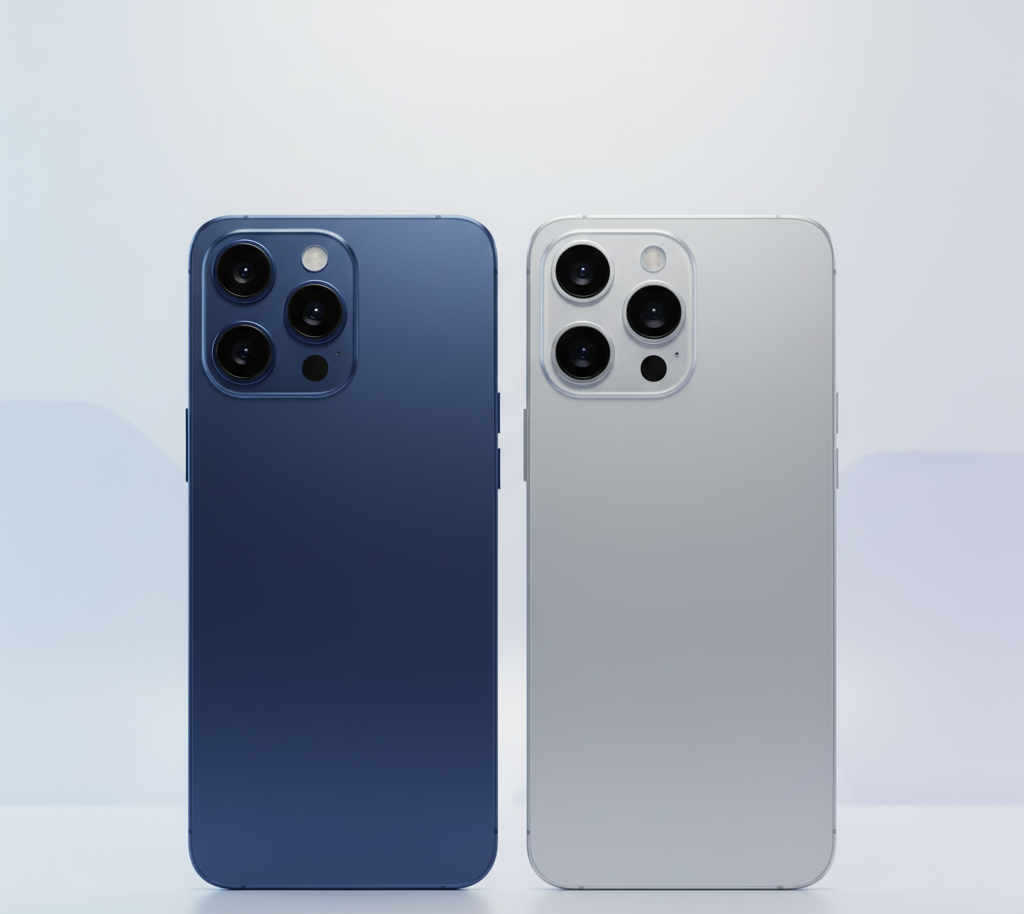 Wobble smartphone in blue and silver with a punch-hole display and quad rear camera, shown on a clean modern background.